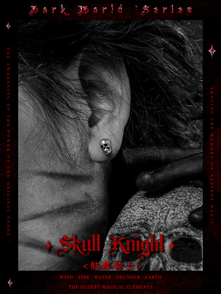 GUXI【Skeleton Knight】Dark Style Niche 925 Silver Stud Earrings