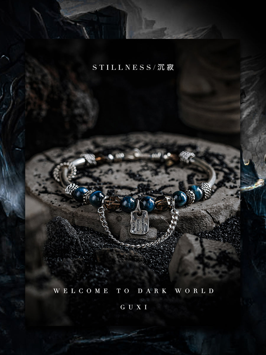 GUXI【Silence】Dark style niche crystal bracelet high-end blue tiger eye stone bracelet as a gift