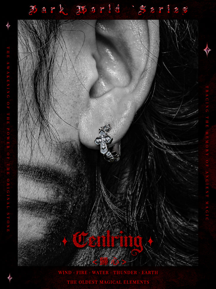 GUXI [Homecoming] Retro Cross 925 Silver Earrings High-end Earrings Jewelry Earrings