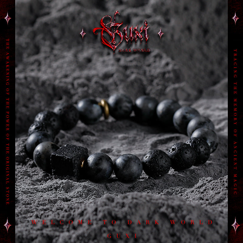 GUXI【Moondust】niche design black agate bracelet volcanic stone beads bracelet jewelry birthday gift