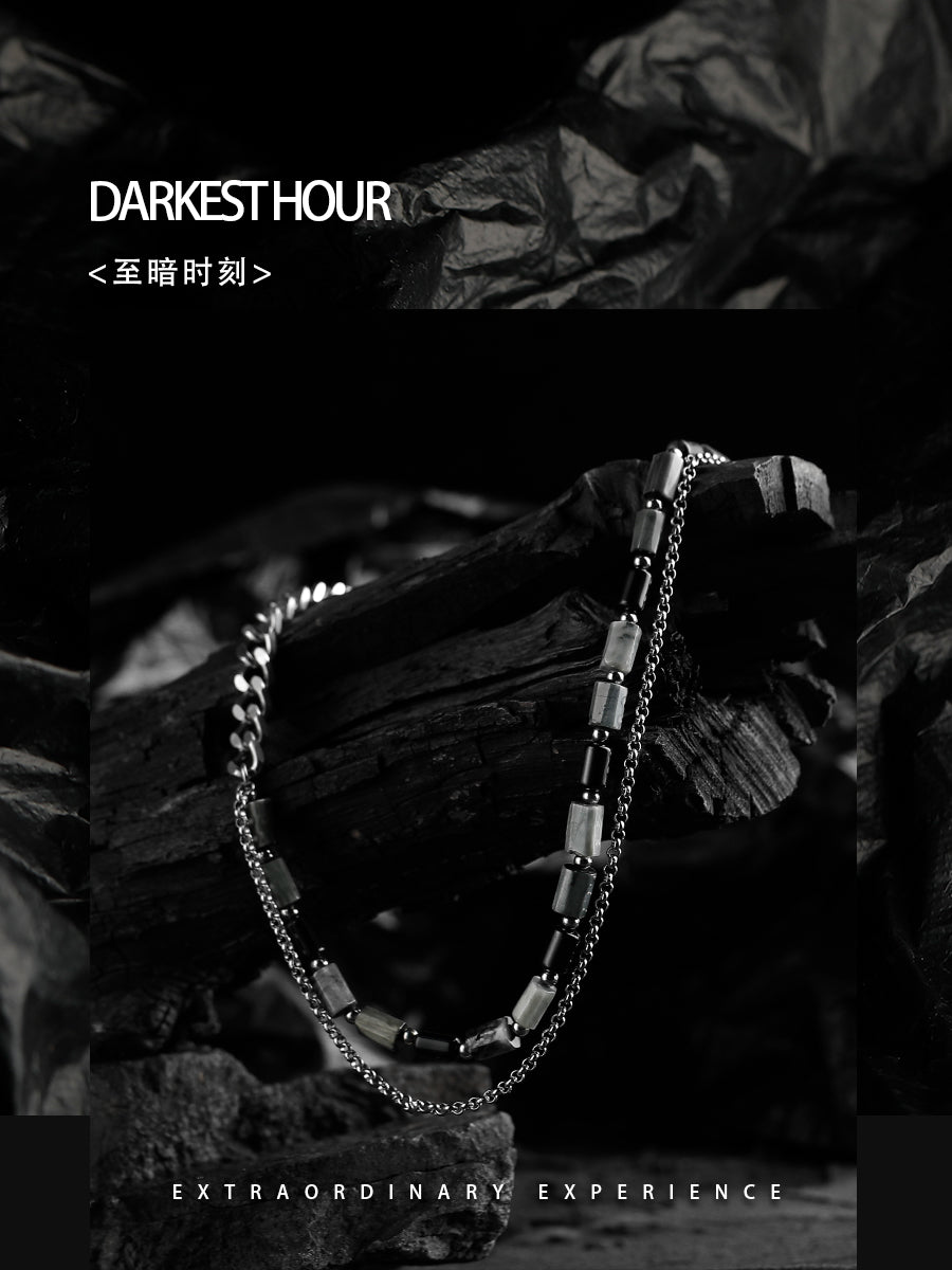 GUXI [Darkest Hour] niche design black onyx titanium steel necklace high-end jewelry