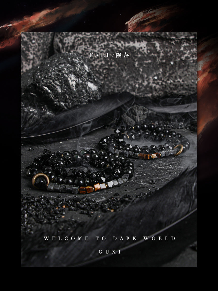 GUXI【Fall】original niche obsidian bracelet multi-layered tiger eye stone bracelet with high-end feel