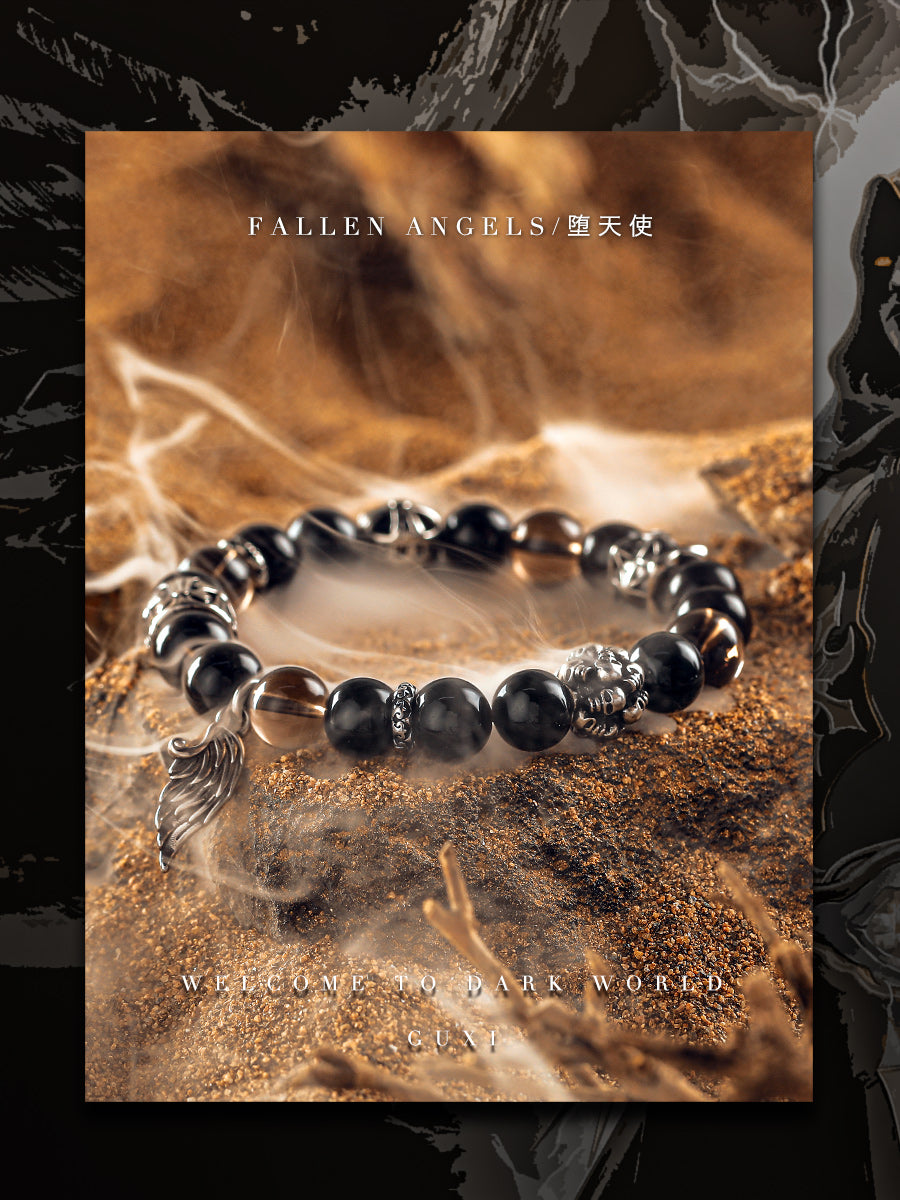 GUXI [Fallen Angel] original niche obsidian bracelet, high-end crystal beads bracelet, simple jewelry