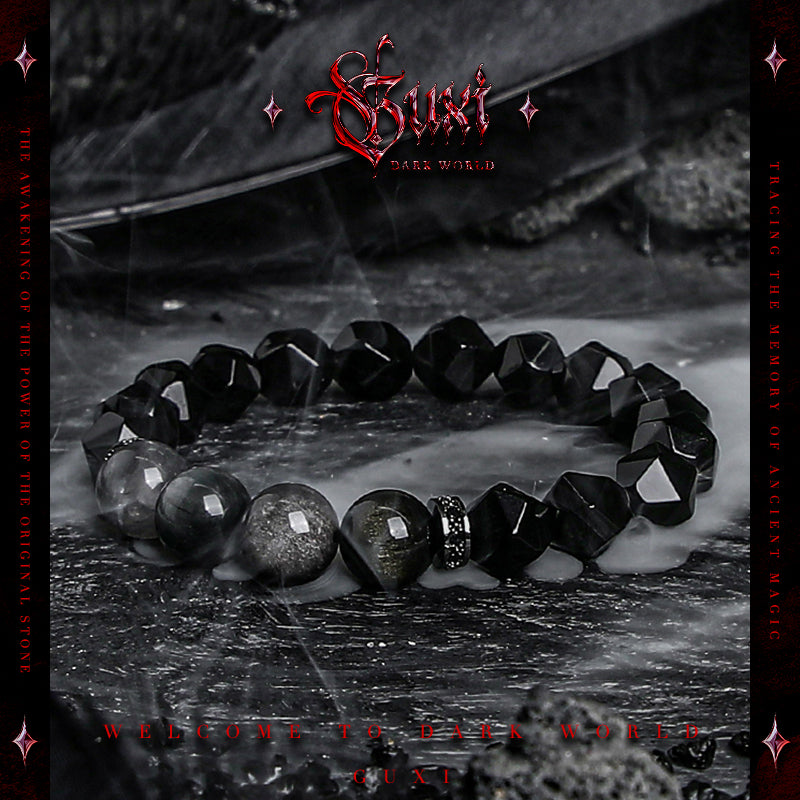 GUXI [Time] Obsidian Bracelet High-end Niche Beads Bracelet Gift for Couples