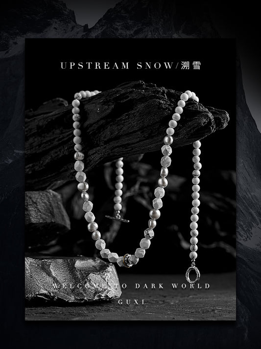 GUXI [Snow Tracer] White beaded necklace is simple, baroque pearl niche and high-end