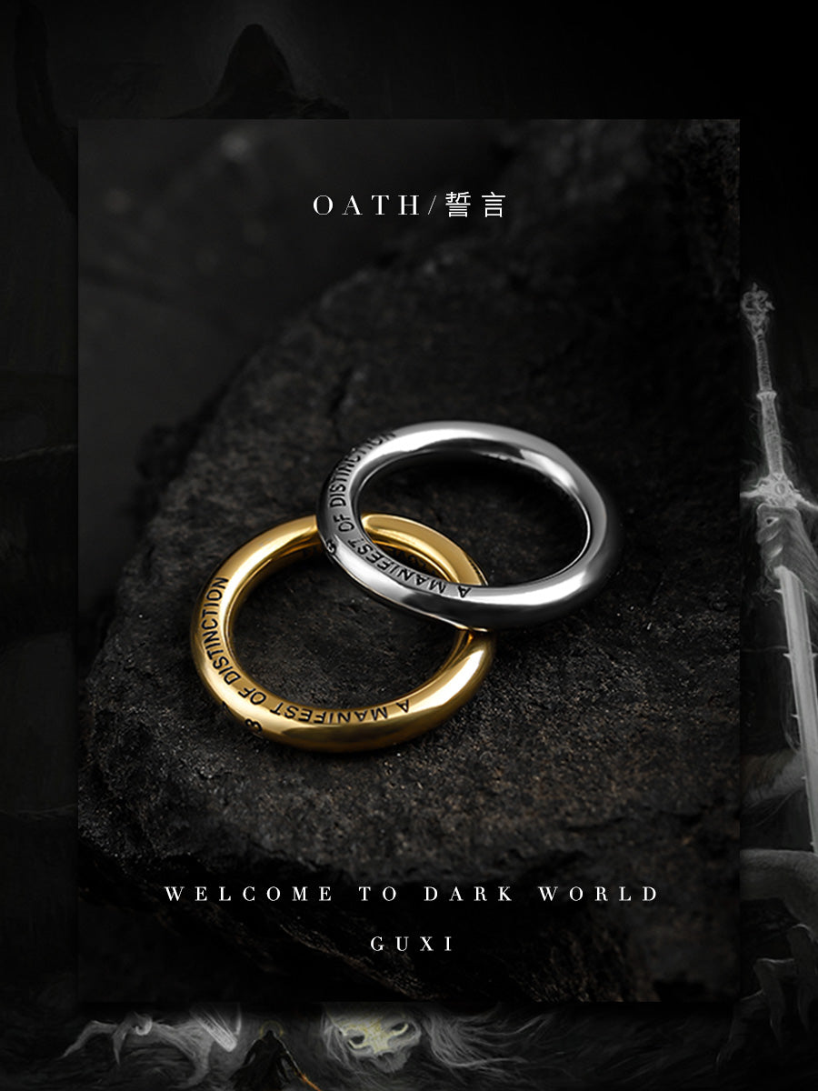 GUXI【Oath】Niche simple titanium steel ring, high-end ring, index finger ring, personalized