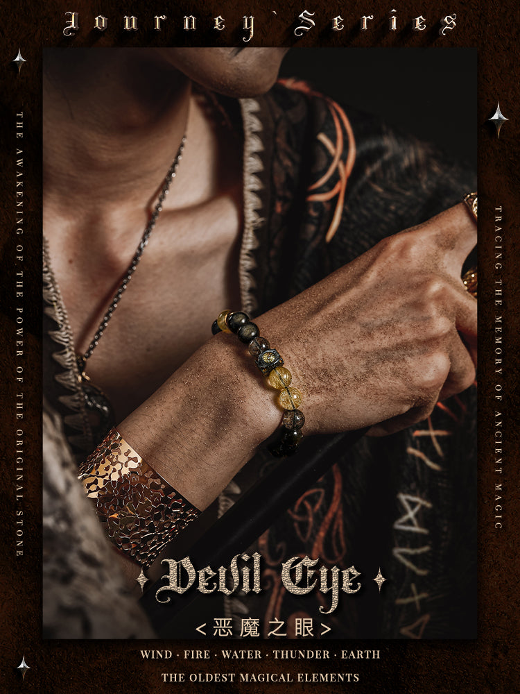 GUXI【Devil's Eye】Obsidian Bracelet High-end Niche Blonde Crystal Bead Bracelet for Your Boyfriend