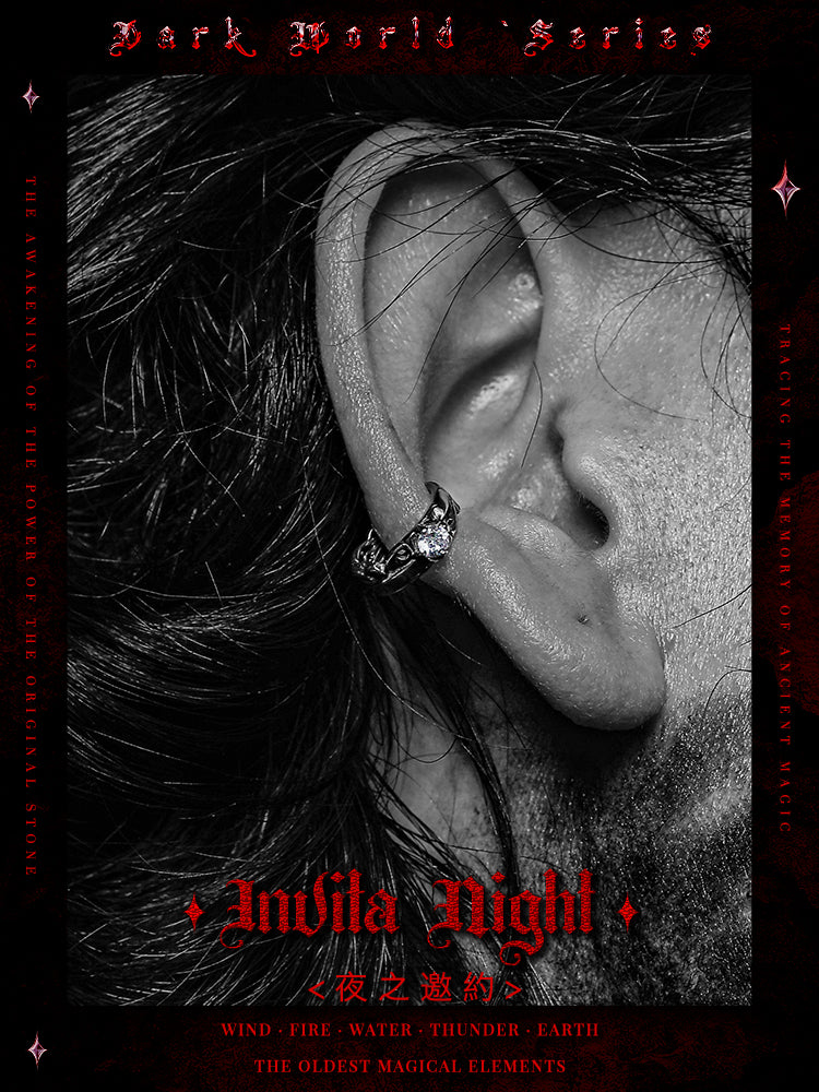 GUXI【Invitation to the Night】original dark style earrings titanium steel ear bone clips without pierced earrings niche ear hooks