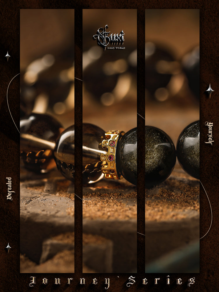 GUXI【Imprint】Gold Obsidian Bracelet High-end Tea Crystal Bead Bracelet