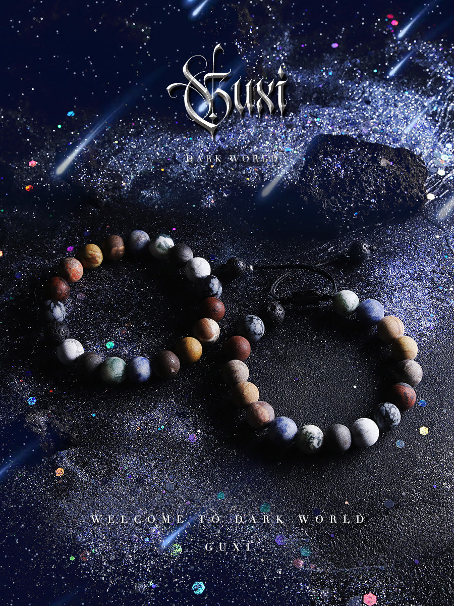 GUXI [Planet] Starry Sky Agate Bracelet Retro Niche Beads Bracelet Gift Accessories