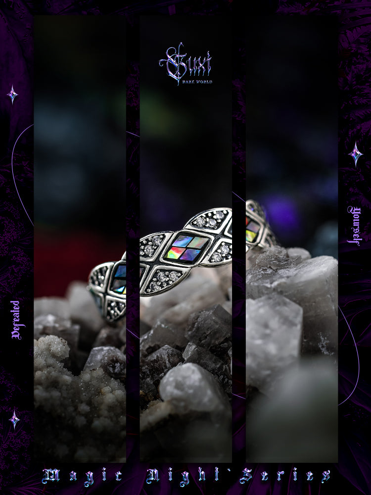 GUXI [Mengying] original niche design abalone 925 silver ring high-end index finger ring personality