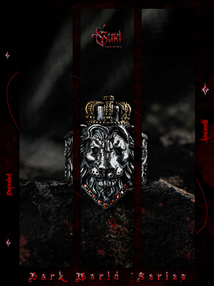 GUXI【Baying】Niche Dark 925 Silver Ring Lion King Ring High-end Retro Handmade Silver Jewelry