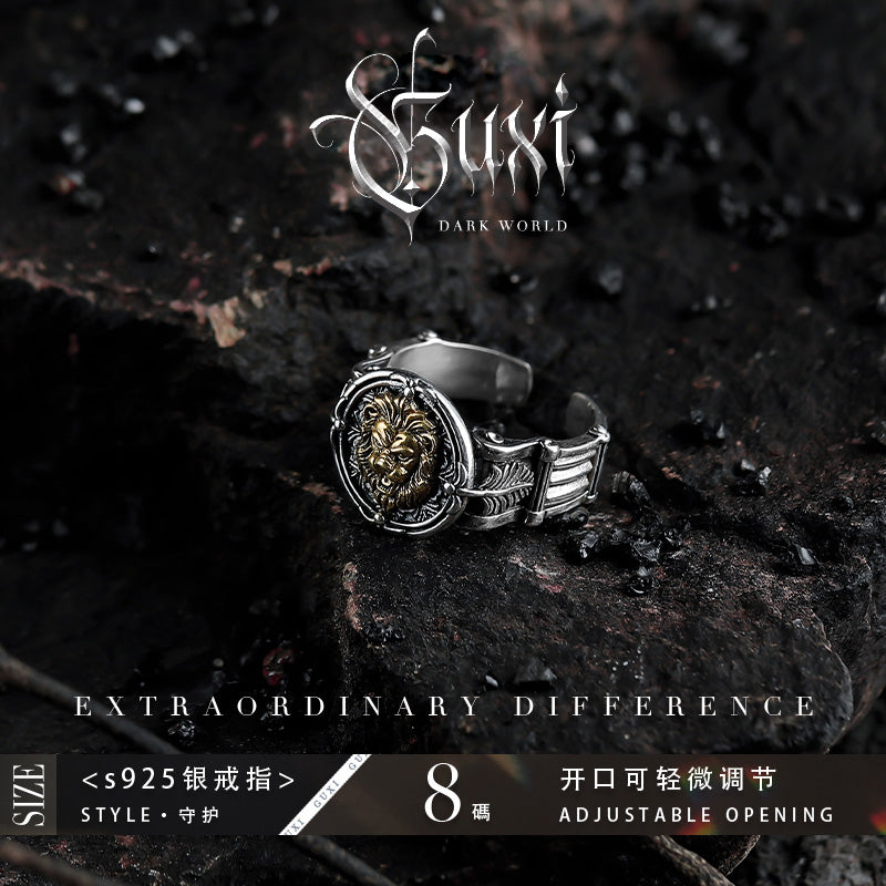 GUXI【Undercurrent】Dark style 925 silver ring niche design ring retro personalized high-end ring