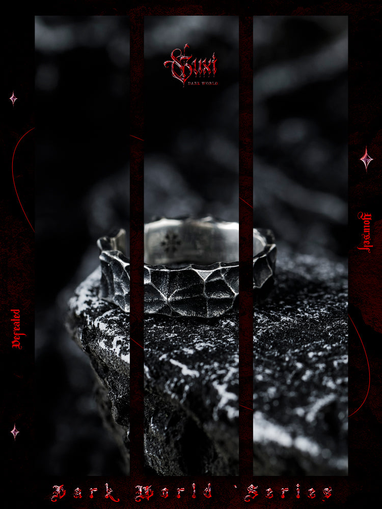 GUXI [Time Fragments] Dark Retro 925 Silver Ring Simple Opening Adjustable High-Level Ring