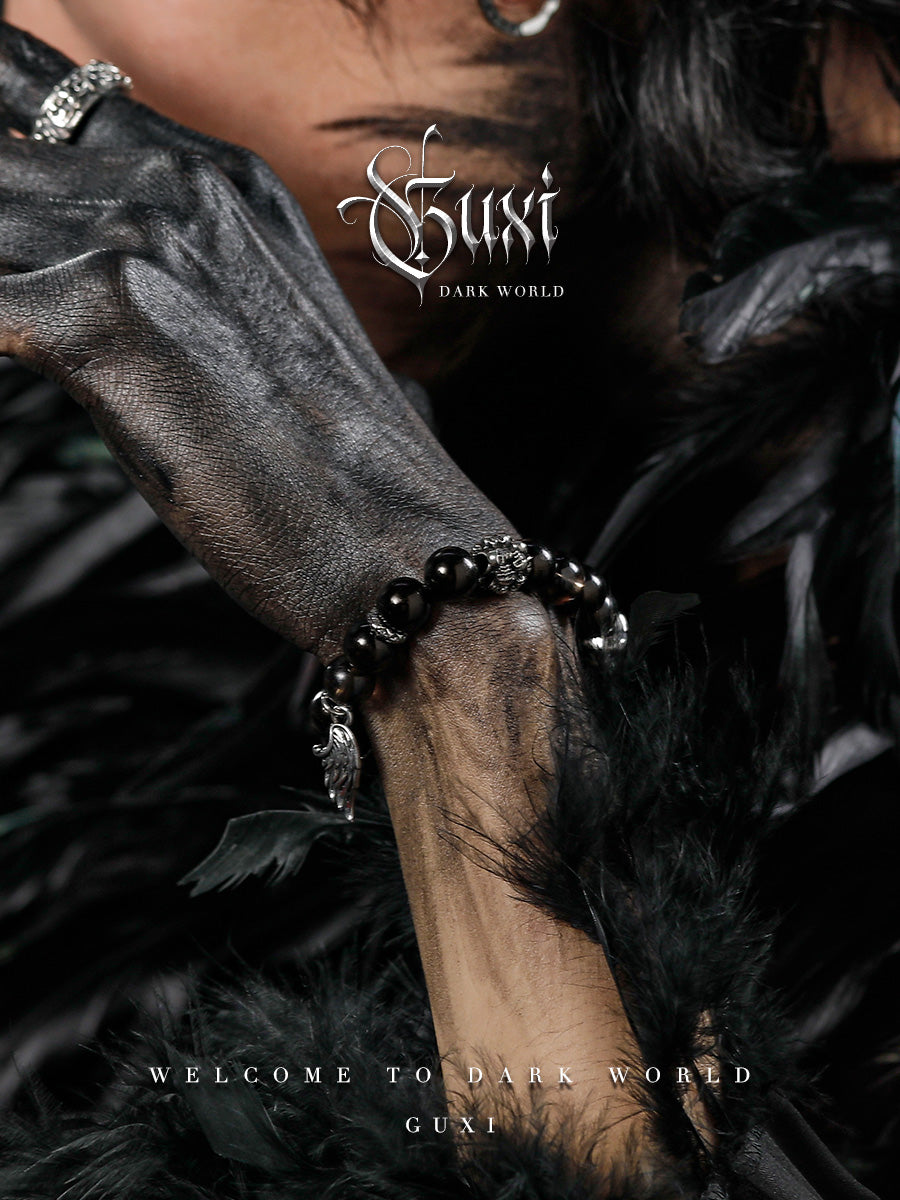 GUXI [Fallen Angel] original niche obsidian bracelet, high-end crystal beads bracelet, simple jewelry