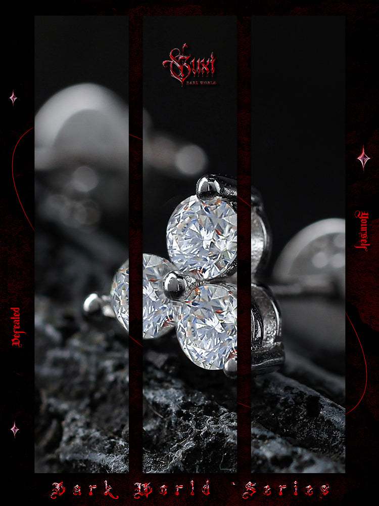 GUXI [Hao] Dark style moissanite earrings single 925 silver earrings