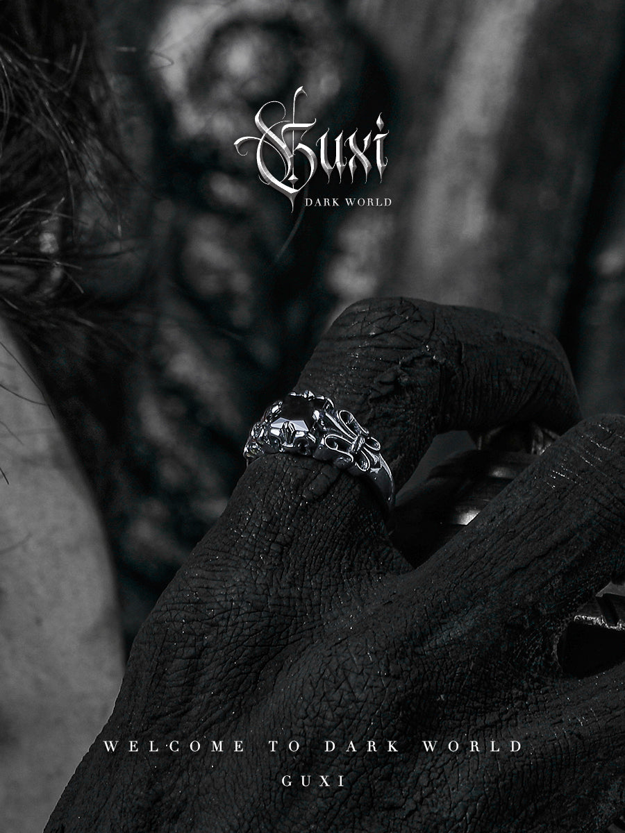 GUXI [Guying] Dark style 925 silver ring, high-end niche ring, retro birthday gift silver jewelry