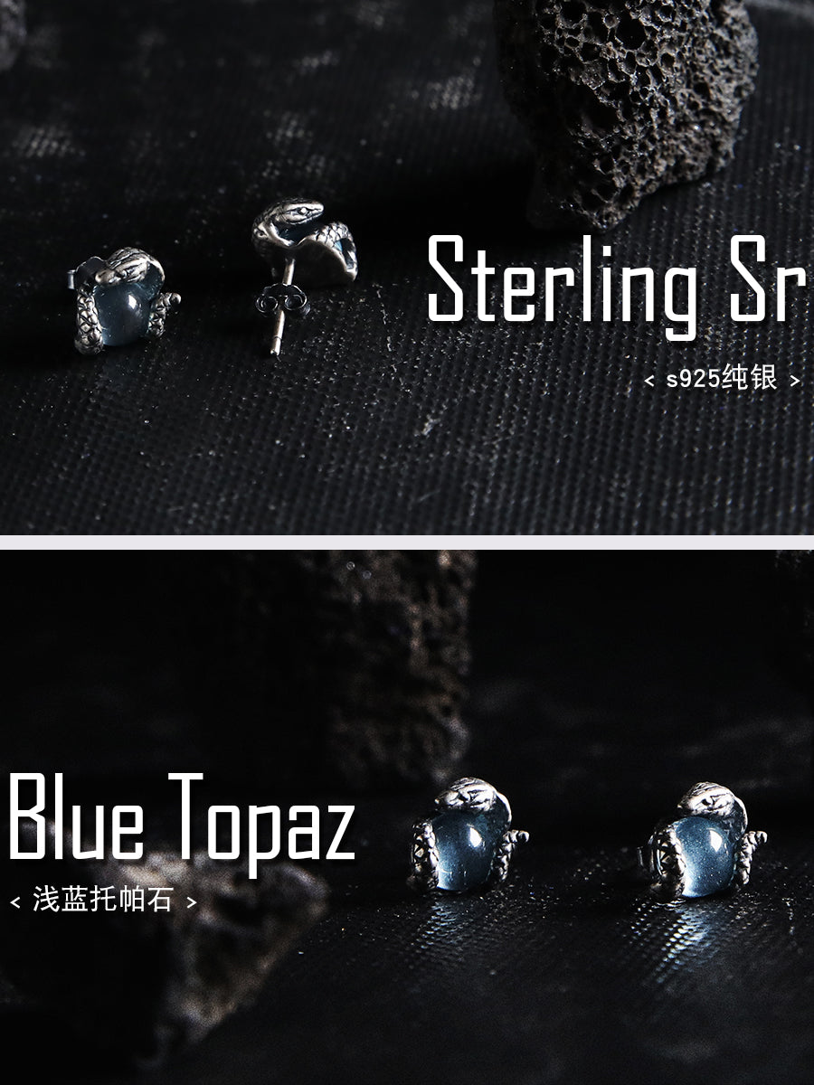 GUXI【Snake Eyes】Dark and cold style 925 silver earrings high-end earrings retro niche design