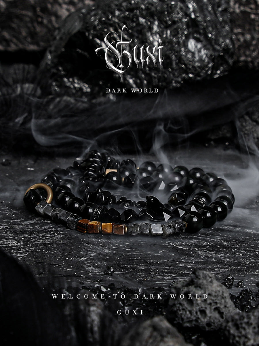 GUXI【Fall】original niche obsidian bracelet multi-layered tiger eye stone bracelet with high-end feel