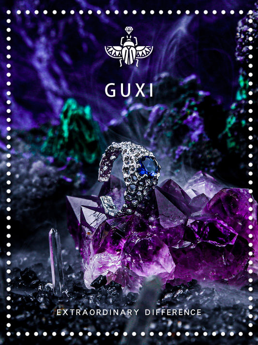 GUXI [Whale Fall] European and American trendy personalized 925 silver index finger ring adjustable high-end diamond handmade silver jewelry