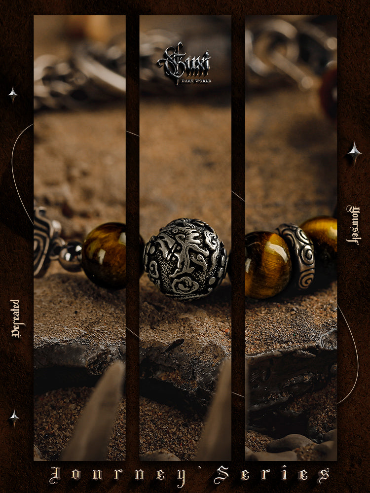 GUXI [Dragon's Back] original design tiger eye stone bracelet, high-end retro niche beads bracelet jewelry trend