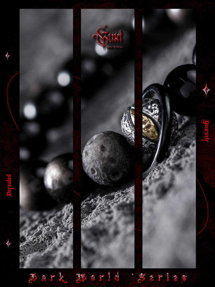 GUXI [Black Hole] Dark Silver Obsidian Bracelet High-end Retro Bracelet Gift