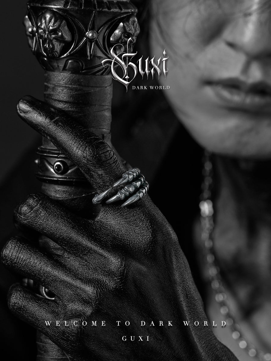 GUXI【Goshawk】Dark Style Personalized 925 Silver Ring High-grade Silver Jewelry as a Birthday Gift for Your Boyfriend