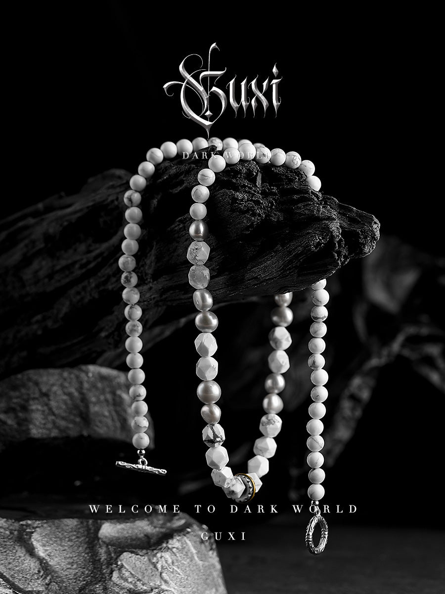 GUXI [Snow Tracer] White beaded necklace is simple, baroque pearl chain has a niche and high-end feel