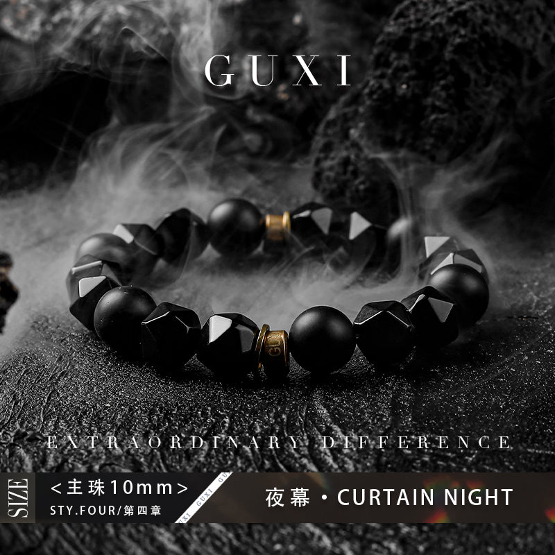 GUXI [Deep Space] niche design black agate bead bracelet, versatile high-end hand jewelry