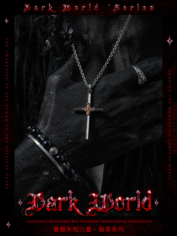 GUXI [Empty World] Dark Wind Cross Pendant 925 Silver Necklace