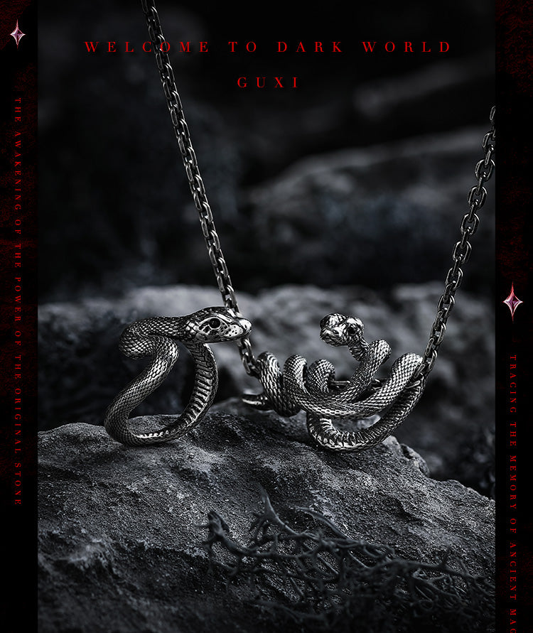 GUXI【Snake God's Bite】Retro and high-end 925 silver pendant