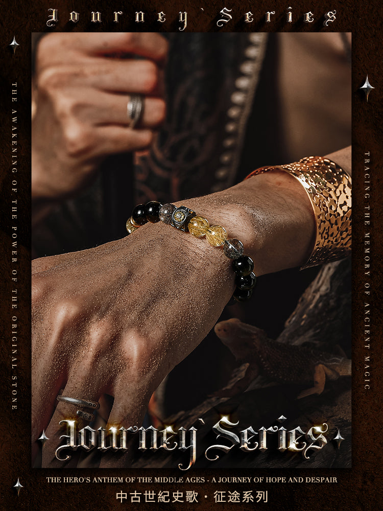 GUXI【Devil's Eye】Obsidian Bracelet High-end Niche Blonde Crystal Bead Bracelet for Your Boyfriend