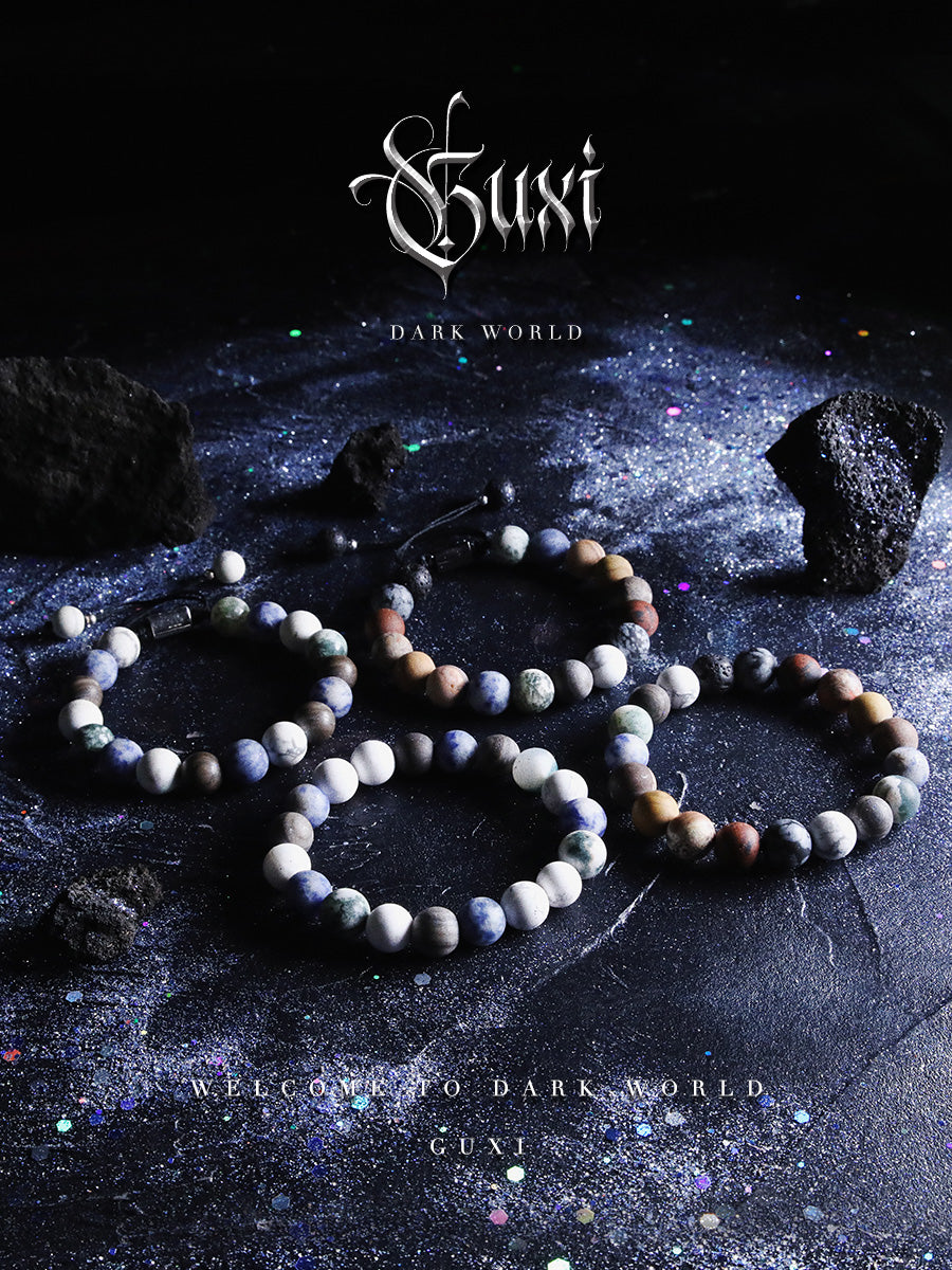 GUXI [Planet] Starry Sky Agate Bracelet Retro Niche Beads Bracelet Gift Accessories