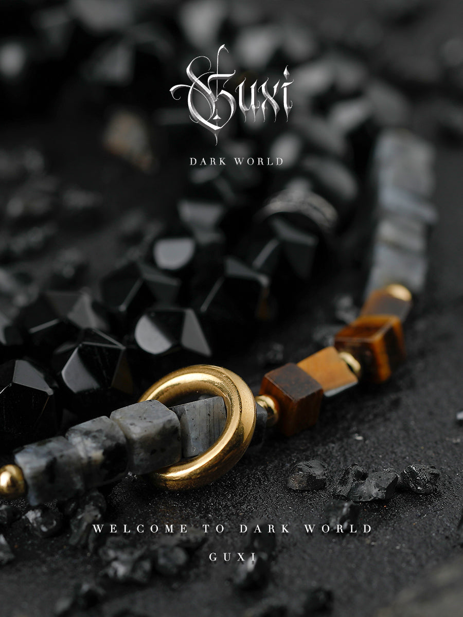 GUXI【Fall】original niche obsidian bracelet multi-layered tiger eye stone bracelet with high-end feel