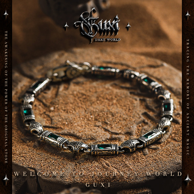 GUXI [The Story of Vientiane] Retro 925 silver bracelet with a high-end feel, a gift for boyfriend, handmade silver jewelry, fashionable