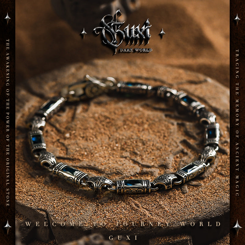 GUXI [The Story of Vientiane] Retro 925 silver bracelet with a high-end feel, a gift for boyfriend, handmade silver jewelry, fashionable