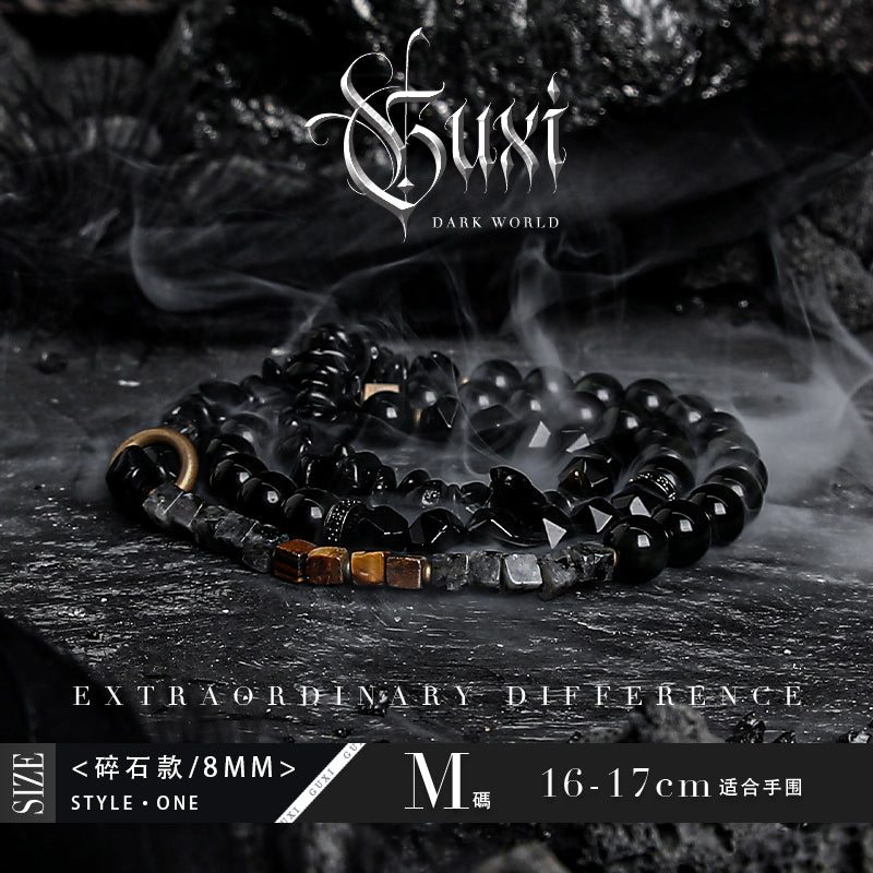 GUXI【Fall】original niche obsidian bracelet multi-layered tiger eye stone bracelet with high-end feel