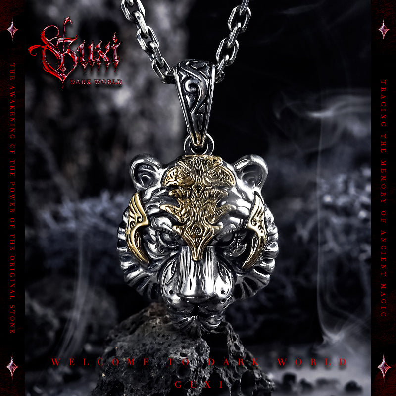 GUXI [Jungle Master] Retro 925 Silver Necklace Trendy Design Niche Pendant High-end Silver Jewelry