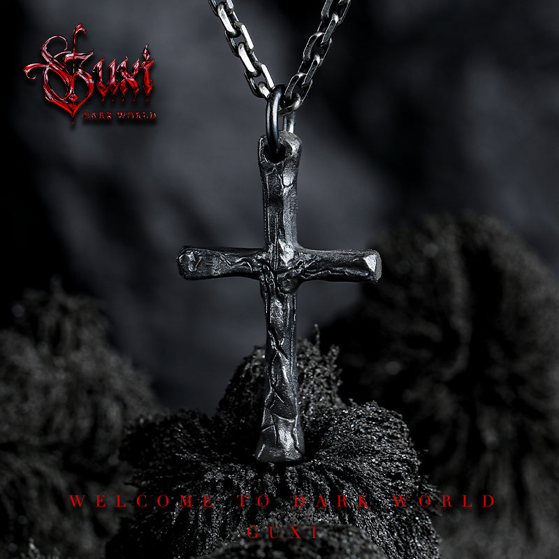 GUXI [Underworld] Dark 925 silver necklace, high-end cross pendant, personalized silver jewelry