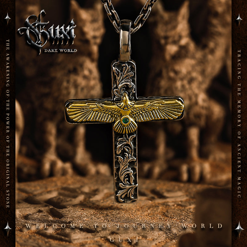 GUXI [Eagle] Retro Cross Pendant