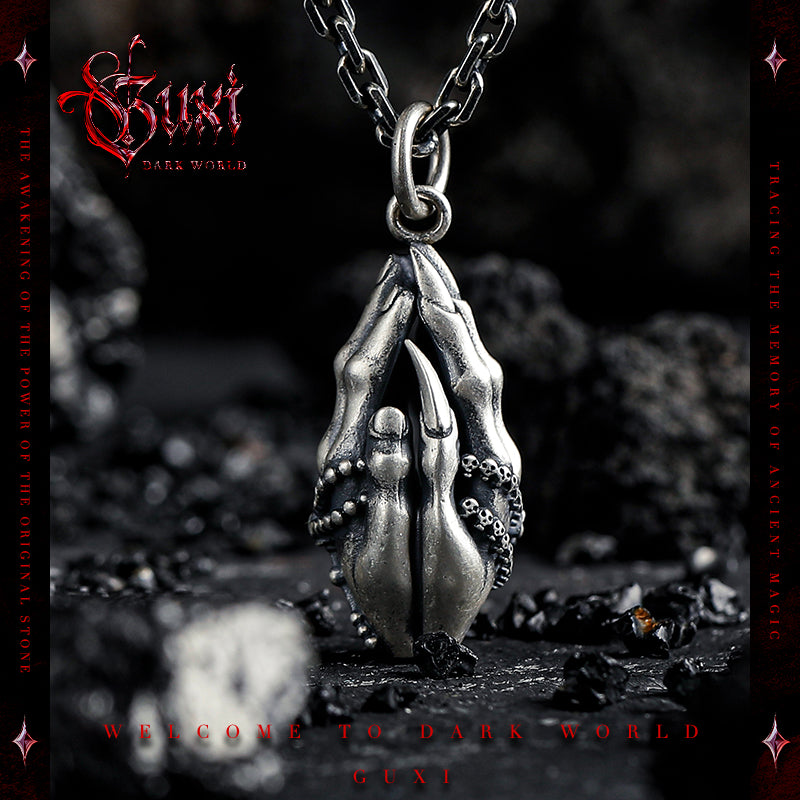 GUXI dark style pendant 925 silver necklace