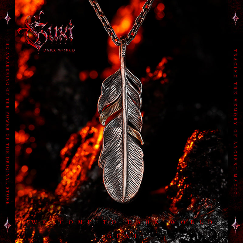 GUXI【Nirvana】original retro feather pendant 925 silver necklace with high-end feel